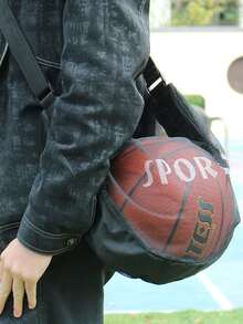 1 túi đựng bóng rổ/bóng chuyền/bóng đá, túi thể thao lưới đeo vai/đeo chéo dung tích lớn, unisex - màu đen - Xem 4