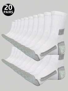 5/10/20 Pairs Random Men's Comfortable Colorblock Mid-Calf Socks, Breathable Sports Socks With Non-Slip Silicone, Suitable For Spring And Autumn - Multicolor - View 35