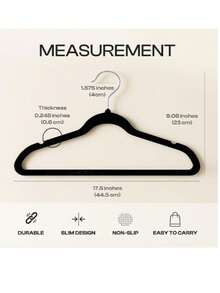 Utopia Home Premium Non-Slip Velvet Hangers (Pack of 50) - Heavy Duty - Coat Hangers - Pant Hangers - Black - Negro - Ver 5