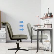 Criss Cross Chair Armless Wide Cross Legged Office Desk Chair Swivel Height Adjustable Computer Task Vanity Chair With Pillow For Home Office, Dressing Room (Green) - 綠色 - 查看 2