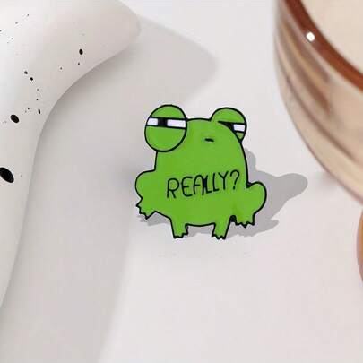 1pc Charming Green Frog Enamel Brooch - Cute Cartoon Style Alloy Pin, Suitable For Daily And Party Wear, Fashion Accessory, Creative Clothing Decoration