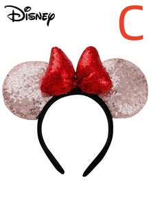 Disney 1个迪士尼米奇米妮亮片蝴蝶结发箍，卡通米妮3D亮片蝴蝶结加厚发箍，圣诞节/万圣节/生日礼物 - 黑色 - 查看 14
