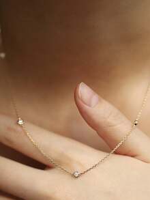 1 pieza Collar simple de plata de ley S925, un collar versátil de uso diario adecuado para mujeres - Dorado - Ver 3