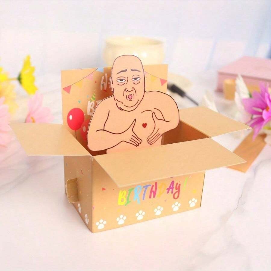 1PC Spoof Old Man Than Heart 3D Three-Dimensional Greeting Card, Greeting Card Pop-Up Creative Birthday Card, Suitable For Spoof Friends, Halloween, Christmas Use - 搞笑生日卡 - 查看 1