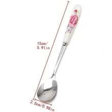 6 Pack Stainless Steel Coffee Spoon Ceramic Handle Teaspoon Sugar Spoon Ice Cream Desert Spoon Stirring Soup Tableware - 預設 - 查看 2