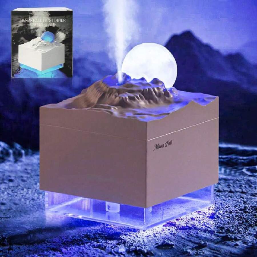 Humidificador en Forma de Caída Luna, con 2 Modos de Humidificación Silenciosa. Humidificador en Forma de Caída Luna con Luz Nocturna, Conexión USB, Función de Lámpara Luna 3D (Rosa),37293739 - Tipo de Enchufe A Japonés (100V) - Ver 1