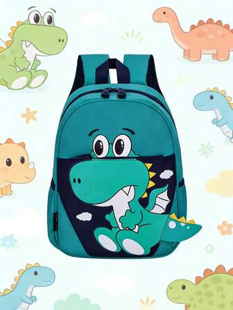 Una mochila mini linda, casual y versátil para volver a la escuela con un estampado de dinosaurio de dibujos animados - Correa para el hombro ajustable, forro de poliéster duradero, estilo casual, adecuada para la escuela, salidas, vacaciones y juegos. Diseño divertido, resistente y duradero. Un gran regalo de cumpleaños.