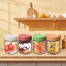 XGHJuego de 4 Piezas Frascos de d con Tapa ermé 500ml Overnig Oa Jar para Dulces Yogur Ensaladas y Almacenamiento de Alimentos Secos/Líquidos Diseño ble - como en la foto - Ver 7