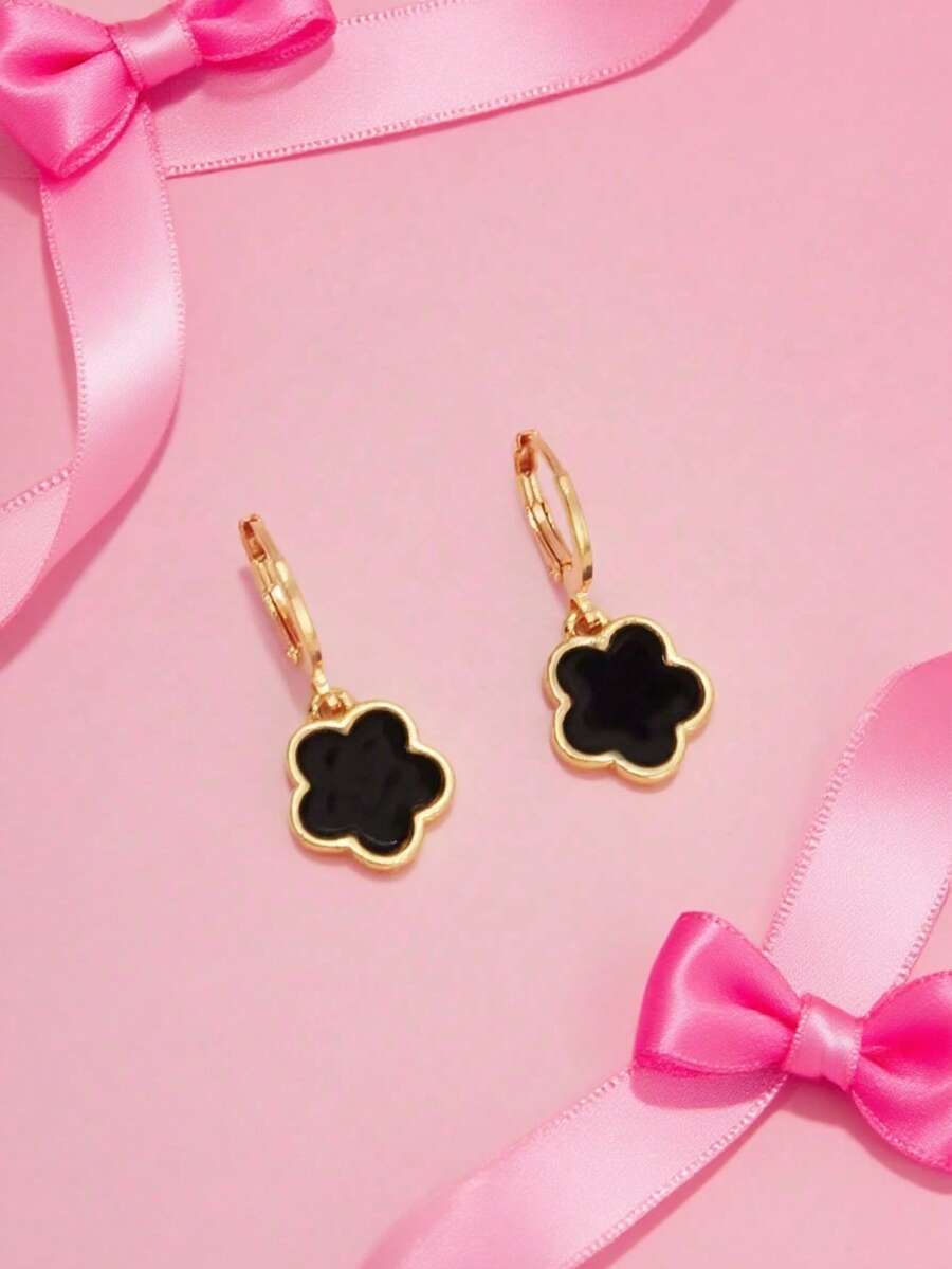 1对幸运草珍珠耳环，时尚百搭，适合日常佩戴 - B - 查看 1