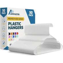 Lifemaster Plastic Clothes Hanger Set - 120 Pieces Versatile, Lightweight, Space-Saving, Non-Slip, Slim Designed, Dry and Wet Clothes Hanger Set - White(Paquete de 50 Blanco) - Multicolor - Ver 1