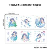 BRUP 1/2/6张海底美人鱼墙贴，适用于儿童房、婴儿房、女宝宝房间装饰，可移除卡通公主城堡贴纸，海洋主题婴儿房墙贴 - 彩色 - 查看 11