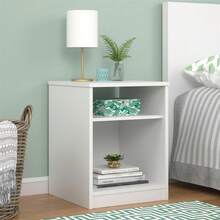 Wooden Night Stand / Classic Nightstand / With Two Open Display Shelves / Elegant Bedside Table End Side Table / Easy To Assemble / Suitable For Rooms, Bedrooms, White - trắng - Xem 3