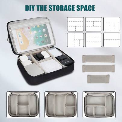 1pc Large Waterproof Oxford Cloth Dust Cover Storage Bag, Portable Organizer For Remote Control, Cables, Modern Minimalist Solid Color Rectangular Multi-Layer Shock-Proof Digital Accessories Storage Pouch For Travel, Business Trip, Desktop Organization, Charger, Earphones, USB, SD Cards,Spring Summer Picks,Brides Maid Gifts,Room,Bedroom Decor,Beach,Travel,For Men,For Women,Vacation,Women's Day,Travel Essentials,Wedding Favours,Y2k,Bedroom,Car Accessories Women,Kitchen Decor,Beach,Summer,Vacation,Holiday,Travel Essential,Going Out Tops,Household Items