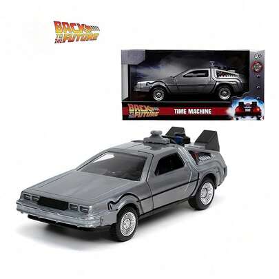Simba 1/32 Scale Back To The Future Time Machine Alloy Diecast Model Car, Openable Doors Collectible Toy, Gift For Kids And Adults, Boys Birthday Racing Car Toy Model