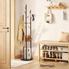 XGKPercero de Pie Gi Percero para Ropa con 3 Estantes y 9 Gancos 40*40*165  Ro y Fácil de Montar Percero de Pie Organizador para Entrada Dormito y Sala Marrón - marrn - Ver 7