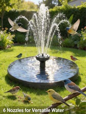 Solcellsfontän för utomhusbruk, flytande solcellsvattenpump med 6 munstycken för damm, julklappstips för familjen, bästa juldekorationer för trädgård, uteplats, fågelbad, julklapp för trädgården