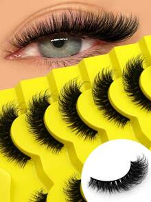 7 Pairs Cat Eye Lashes Classic Look 3D Fake Eyelashes Soft Matte Black Eyelashes Dramatic Volume Faux Mink Eyelashes Cat Eye Tail Elongated False Eyelashes Reusable Most Eye Shapes - Fluffy Lashes - View 4