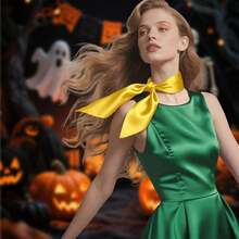 Lilike Silk Feeling Square Neck Scarf 28inch X 28inch Ascot For Women Men Retro Cosplay Halloween Accessory,28inchx28inch,Yellow - 黃色 - 查看 5