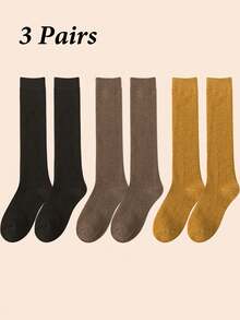 3 Pairs Men's Thick Thermal Thermal Lined Long Socks, Warm For Autumn/Winter - Multicolor - View 32