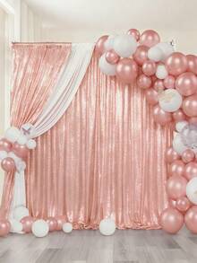 1 pieza Tela de fondo con lentejuelas brillantes de color oro rosa para fiesta, decoraciones de cumpleaños, pancarta de cumpleaños, suministros para fiesta de cumpleaños, reutilizable como cortinas para decoración del hogar, decoración de boda, decoración de baby shower, uso diario y fiestas, decoraciones de boda, suministros de boda, recuerdos de fiesta, regalos de cumpleaños, tela para arco de boda - Oro rosa - Ver 3