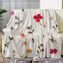A Comfortable Bohemian Vintage Wildflower Blanket,Super Soft Flannel Printed  Blanket,As Birthday Gifts, Family, Wedding, Souvenir Blankets, Polyester Blankets Suitable For All Seasons, Washable, Machine Washable, Lightweight, Breathable, Comfortable, Warm, Unique, 280gsm For Him, Her Personalized Ideal Gifts For Her, Him, Family, Boyfriend, Girlfriend, Father, Family, Mother, Lover, Daughter, Son, Grandfather, Grandmother, Teacher,Doctor, Nurse,Friend, Classmate, Pet.Perfect Nap, Camping, Travel, Home, Daily Life, Office Decoration, Birthday, Anniversary, Valentine's Day, Thanksgiving, Graduation Season,Christmas, Halloween, Mother's Day, Father's Day, Wedding, New Year Gifts ,Sofa,Bed,Car,Bedroom,Living Room,Office,  Outdoor Camping, Beach,Wall Decoration - 多色21 - 查看 2