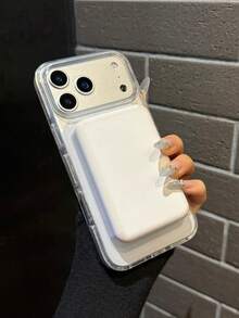 Minimalist Magnetic Wireless Charging Transparent Phone Case, Compatible With IPhone 17 Pro Max Air 16 15 14 13 12 11 Pro Max Plus, Fashionable And Sleek Protective Cover - White - View 5