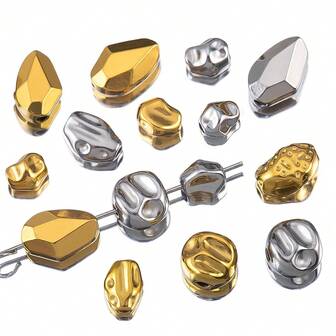 10pcs Stainless Steel Baroque Style Spacer Beads, Asymmetrical Stainless Steel Beads For DIY Bracelet Necklace Jewelry Making