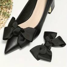 1 Pair Detachable Bow Design High Heel Shoes Decor Clips, Gift For Women,Shoe Rack,Storage Saver,Outdoor,Garden,Travel Essential,Portable,Beach Essential,Graduation Season,Commencement,Graduation Ceremony,Graduation Gift,Graduation Present,Graduation Gift,Graduation Present,Congrats Grad,Congratulations Graduate,Valedictorian,Finish School,Graduation Party - Black - View 5