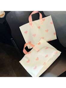 100/50/20/10pcs Heart Pattern Thick Plastic Gift Bags, Reusable, Large Grocery Shopping Tote Bags, Birthday Surprise Gift Packaging. Love Heart Matte Finish Handbags, Elegant Matte Craftsmanship, Convenient Handheld Design, Easily Create A Ceremonial Gifting Atmosphere For Birthdays, Weddings, Bridal Showers, Baby Showers, Halloween, Christmas, Thanksgiving - Multicolor - View 4