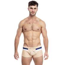 TADDLEE Mens Stripe Swim Briefs Retro Swimwear Sexy Bikini Swimsuit Print Bathing Suit - 杏色 - 查看 2