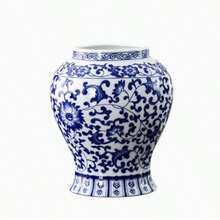 1 buc. Vază ceramică albastră și albă, în stil chinezesc vintage, potrivită pentru hol, dulap TV, decor masă, flori proaspete, flori uscate, flori artificiale, vază clasică luxoasă, hotel, sală de agrement, decor sală de conferințe, poate fi folosită și ca jardinieră, cadou pentru Ziua Îndrăgostiților și alte sărbători.