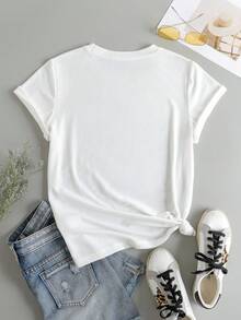 Personalisiertes Damen T-Shirt in Große Größen - Füge dein eigenes Foto hinzu (Landschaft, Logo, Paar, Familie, Selfie, Haustier Foto Weiß Sommer - Weiss - Übersicht 3