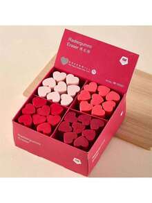 1/4pcs Heart Gradient Erasers - No Residue PVC Pencil Caps, Smudge-Free For Drawing, Writing, Arts & Crafts - Valentine's Day And Christmas Gifts (Pink To Red Coded) - Multicolor - View 4