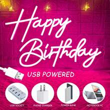 1 Peça Luz de Néon Feliz Aniversário, Decoração de Parede Suspensa Multicolorida para Quarto, Festa, Cozinha, Loja, Restaurante - Luz de Decoração de Quarto de Aniversário - luz policromática - Visão 8