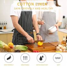 Tosewever 2 Pieces Kitchen CooFKing Aprons, Cotton Polyester Blend Adjustable Bib Aprons With 2 Pockets For Women Men Chef Chef (Black/Brown Stripes, 2) - 黑色/棕色條紋 - 查看 3