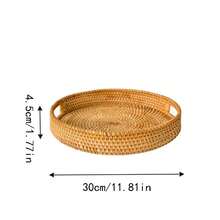 Juego de comedor/té de ratán tejido natural - Bandeja de servir de una sola pieza de ratán con asa, adecuada para cocina, comedor y ceremonia del té. Excelente para sostener tazas de té, frutas frescas, panes y aperitivos. - Naranja - Ver 11