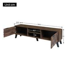 Modern TV Unit With 2 Doors And 2 Open Compartments In Dark Wood Grain – 160.5 X 35.5 X 45 Cm - Redwood - View 8