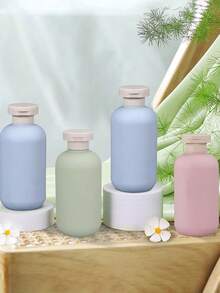 3pcs/1pc Flocked Lotion Bottle 100ml/3.4oz | Non-Slip Refillable Plastic Cosmetic Container Set, Suitable For Bathroom Hand Wash, Body Wash And Skincare, Luxury Gift Set