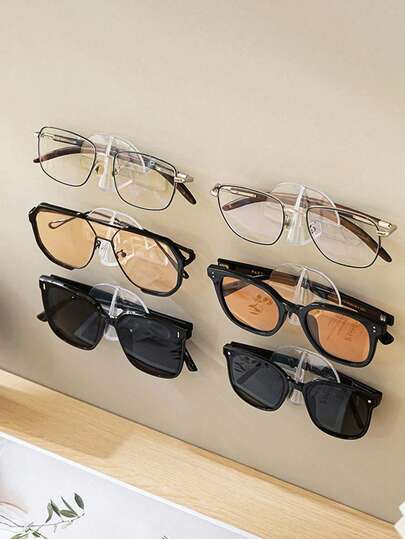 20pcs Eyeglasses Storage Hanging Rack, Transparent Glasses Organizer, Bathroom Bedside Wall Mount Sunglasses Display Holder, Simple No-Drill Eyewear Rack And Accessory Storage