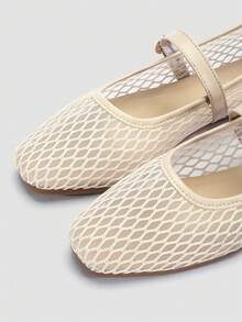 ADAMUMU 女士时尚平底芭蕾舞鞋，刺绣蕾丝网布时尚舞蹈鞋，纯色透气休闲平底鞋，方头浅色平底鞋，时尚舒适 - 白色 - 查看 7