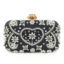 Evening Clutch Bag, Hand-Embroidered With Pearls And Rhinestones, Women's Shoulder Bag. - 黑色 - 查看 1
