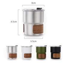 Taza de café de acero inoxidable para acampar, 300ml, con tapa, portátil, resistente al calor, para pícnic al aire libre, Camping, botellas de pesca, tazas de café - Plateado - Ver 8
