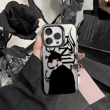Funda de teléfono para anime coreano Leveling con un silueta fresca del protagonista masculino, adecuada para modelos de 16, 15, 14, 13, 12, 11 Pro, X, XR, XS, 8 y Plus, con un acabado mate para protección caídas.17  17promax - Negro - Ver 7