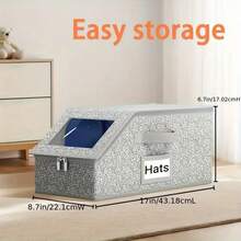 Hộp đựng mũ lưỡi trai bóng chày dung tích lớn, có thể gấp gọn và xếp chồng lên nhau, nắp lật và cửa sổ trong suốt - Hộp đựng đồ bằng vải chắc chắn với các ngăn có nhãn dán để đựng mũ, quần áo và búp bê - Chống bụi, thích hợp để trong tủ quần áo, trên kệ và dưới gầm giường - Thiết kế tiết kiệm không gian, chất liệu vải. - Nhiều màu - Xem 12