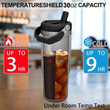 Floral Blossom Car Cup30oz Stainless Steel Vacuum Mug,Gift For Fans1pc 30oz Stainless Steel Insulated Travel Mug Reusable Handle & Straw,Travel Coffee Cup For Women,Outdoor Adventures,Camping,Driving,SportsKeep Warm Or Cold,Ideal Valentine's Day & Mother's Day Gift,Outdoor Hydration | Pattern Tumbler | Durable Lid Design,A Top Choice For Gifts - 黑色 - 查看 2