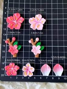 32/16/8pcs Peach Blossom 3D Stereo Resin Stickers, Suitable For Electric Vehicles, Motorcycles, Mirrors, Computers, Refrigerators, Car Interiors, Home Decor Flower Decorative Stickers - Peach Blossom Decorative Stickers - View 8