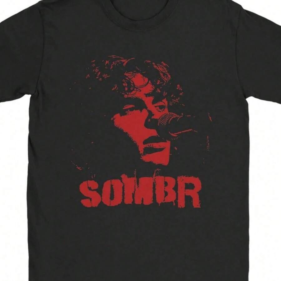 T-Shirt Red Sillhouette Musician Singer Sombr Cool Cotton Tee Shirt Short Sleeve T Shirts Crew Neck Clothes Gift Idea - 黑色 - 查看 1