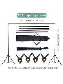 Adjustable Metal Backdrop Stand With 4 Crossbars And 4 Backdrop Clamps, Multi-Purpose Balloon Arch Support Frame For Wedding, Photography & Party Decor, Ideal Holiday Gift For Graduation, Valentine's Day, Father's Day And Halloween - Multicolor - View 2