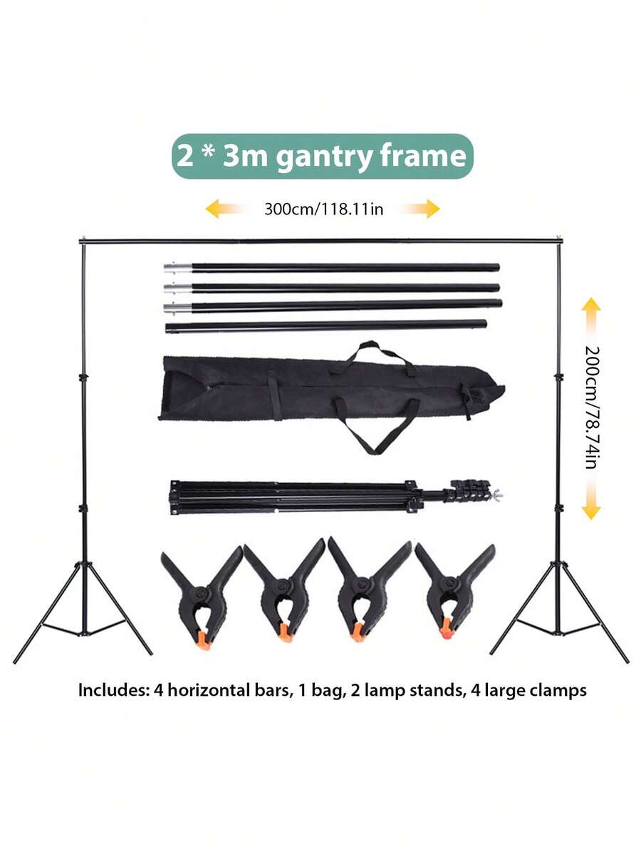 Adjustable Metal Backdrop Stand With 4 Crossbars And 4 Backdrop Clamps, Multi-Purpose Balloon Arch Support Frame For Wedding, Photography & Party Decor, Ideal Holiday Gift For Graduation, Valentine's Day, Father's Day And Halloween