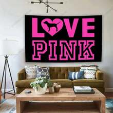 Decoration Background Cloth  Pink Slogan Tapestry Flag Wall Hanging Tapestries Aesthetic Room Home Decor Wall Art Decor - 1 - 查看 2